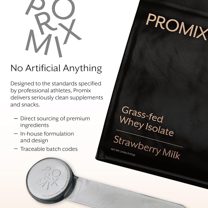 ProMix Nutrition Whey Protein Isolate Powder, 31g Grass Fed Whey Isolate, 6.6g BCAAs, Gluten Free