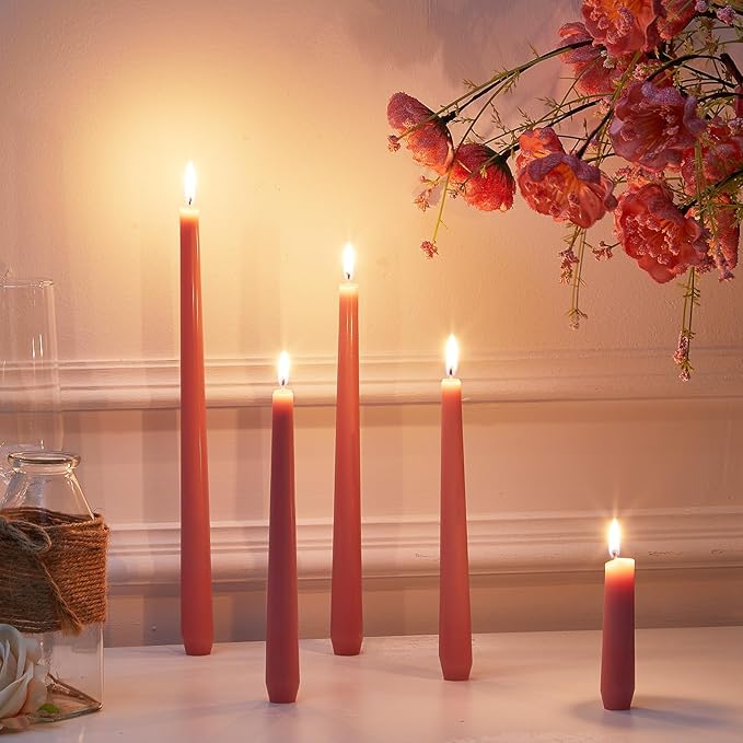 MTLEE Taper Candles 8/10/12 Multi Height Unscented Taper Candles 8 Burn Hours for Dinner Decorative