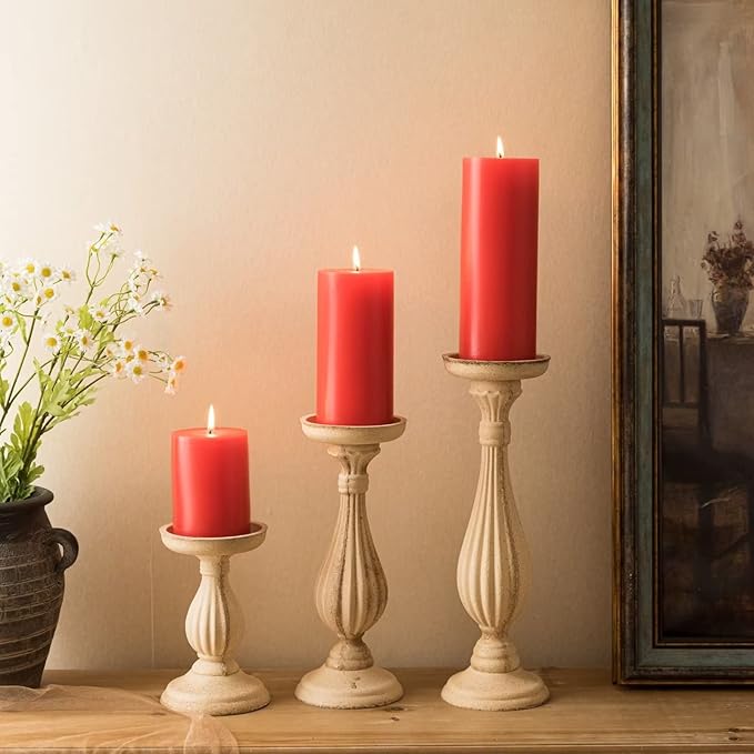 MOZEAL 3" x 6" Hand-Poured Unscented Candle,Dripless Pillar Candle Set of 3,Long Lasting