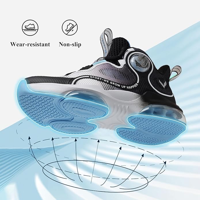 JMFCHI Kids Basketball Shoes High-top Sports Shoes Sneakers Durable Lace-up Non-Slip Running Shoes