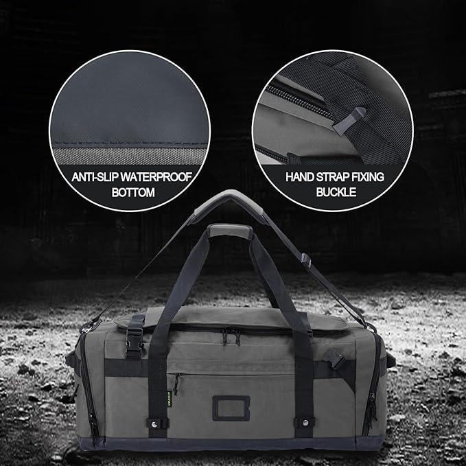 Large Duffle Bag for Travel - Men & Women, Foldable Gym Duffle Backpack, Heavy Duty Tactical