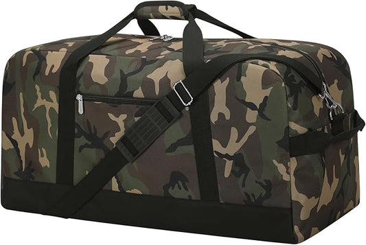 55L Large Duffle Bag for Men Travel - 25 inch Sports Duffel Bag with Hard Bottom - Camo