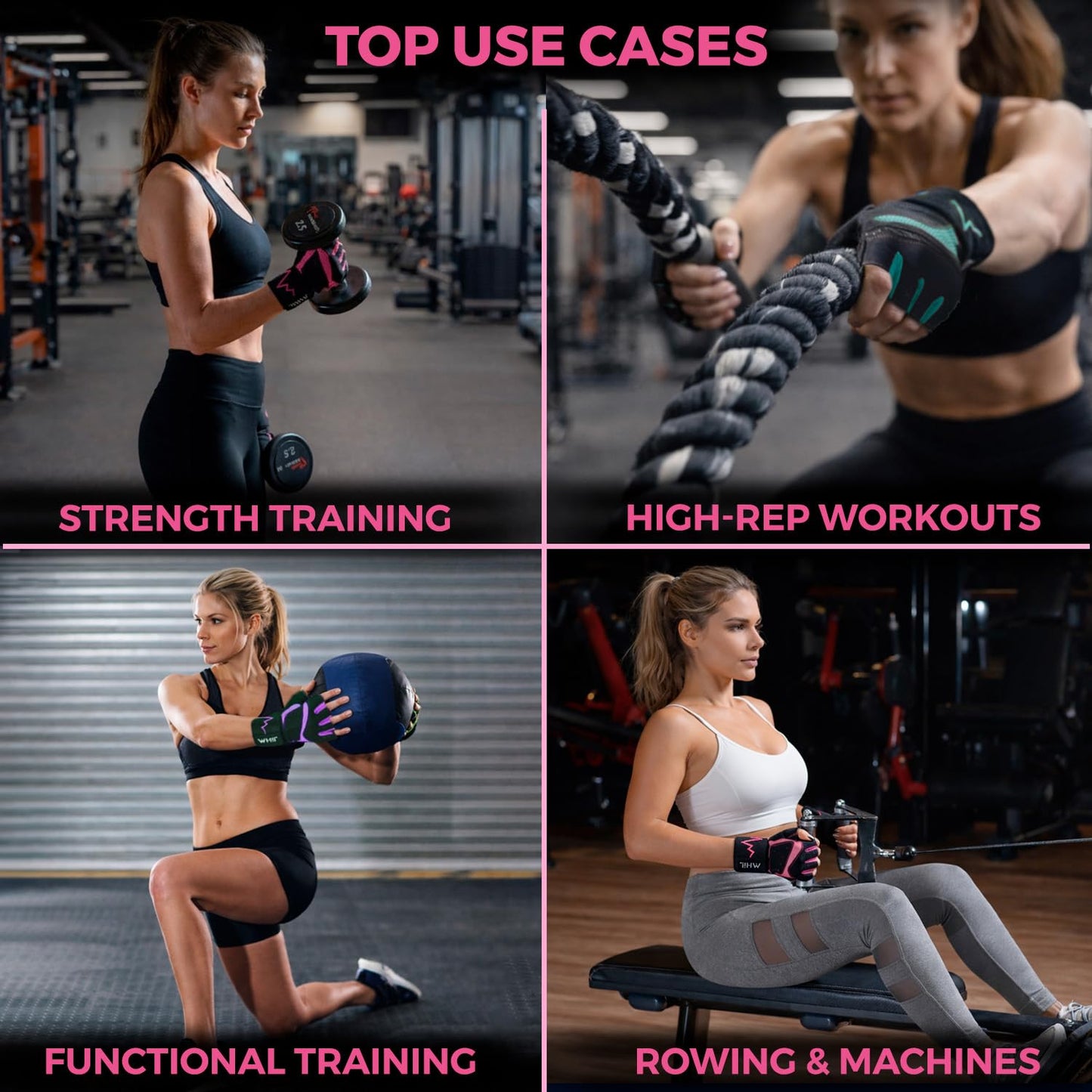 MhIL Workout Gloves for Women – Breathable Gym Gloves for Women with Palm Protection and Enhanced