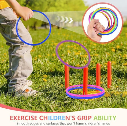 OBTANIM 12 Pcs Plastic 7 Inch Ring Toss Game for Kids and Outdoor Toss Rings for Speed and Agility