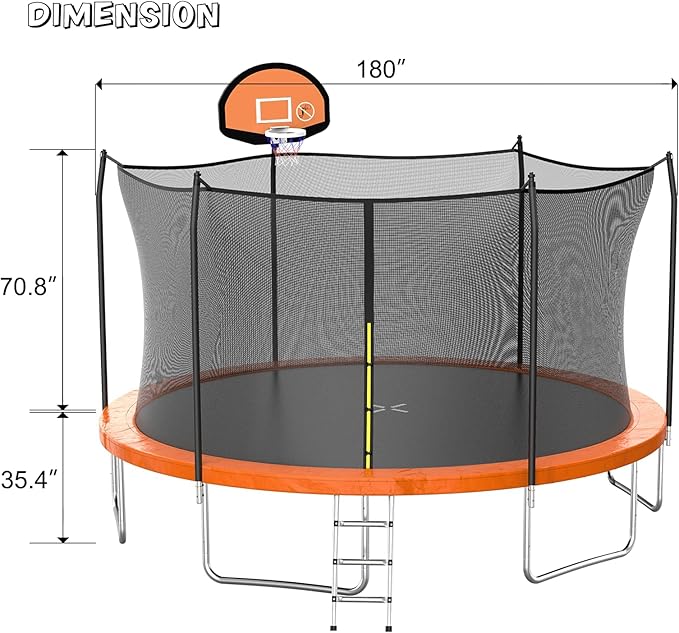 AOTOB 8FT 10FT 12FT 14 FT 15FT Trampoline with Safety Enclosure Net，Outdoor Trampoline with