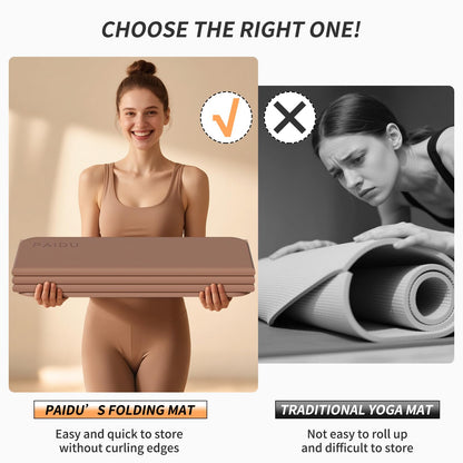 PAIDU Foldable Yoga Mat 10MM Thick SGS Certified TPE 75x26" Portable