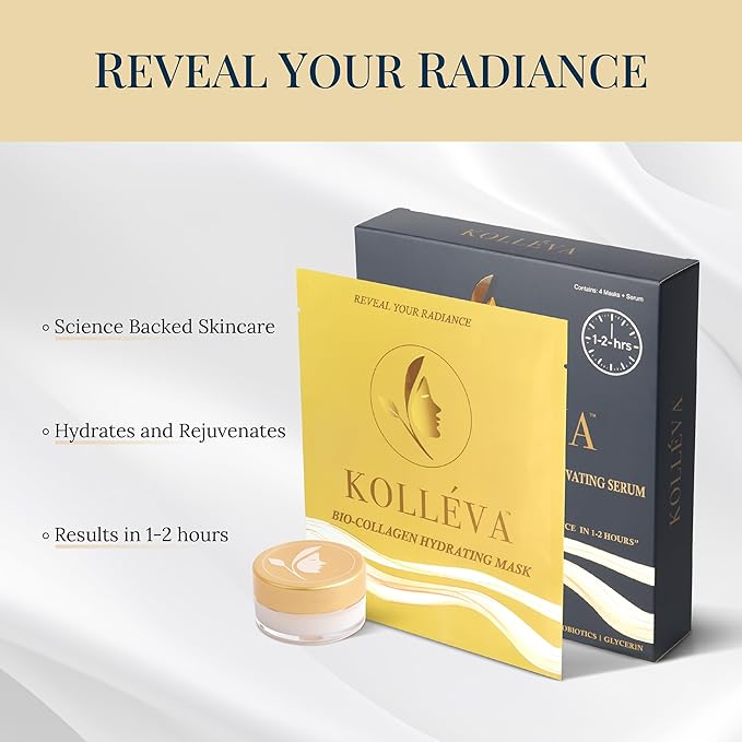 Kolléva Collagen Hydrogel Masks ?“Instant 2-Hour Glow | 4 Clinical Level Masks | U.S. Skincare