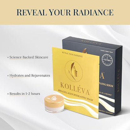 Kolléva Collagen Hydrogel Masks ?“Instant 2-Hour Glow | 4 Clinical Level Masks | U.S. Skincare