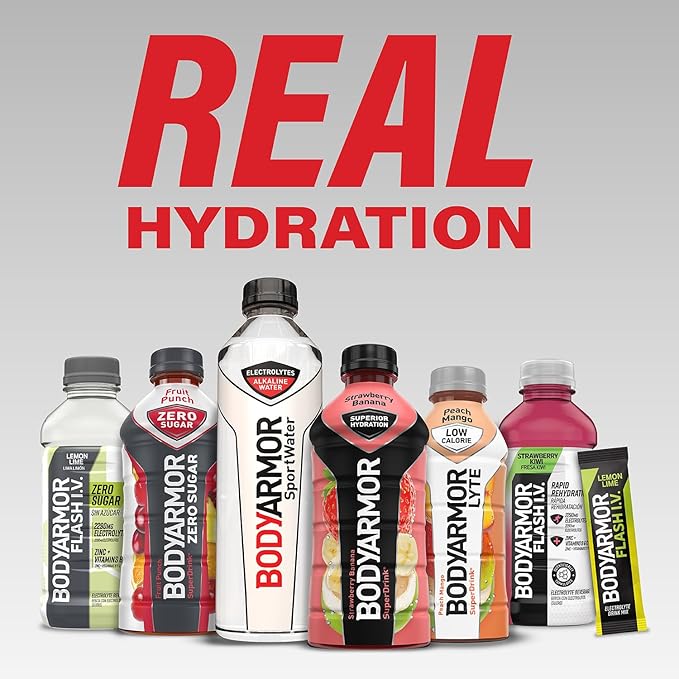 BODYARMOR Flash IV Electrolyte Packets, Strawberry Kiwi, Lemon Lime, & Tropical Punch Variety Pack
