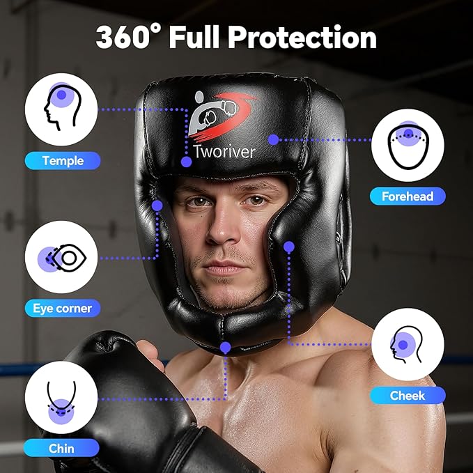 Boxing Headgear 1 or 2 Pack, One Size Fits All Ages MMA Headgear, Closed Type Boxing Helmet