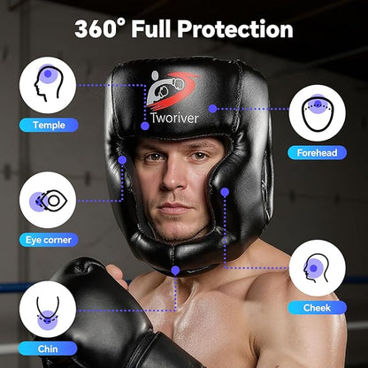 Boxing Headgear 1 or 2 Pack, One Size Fits All Ages MMA Headgear, Closed Type Boxing Helmet