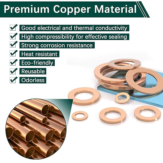 350 PCS, Premium Copper Metric Sealing Crush Washers Assortment Kit, Enhanced Flat Ring Oil Drain