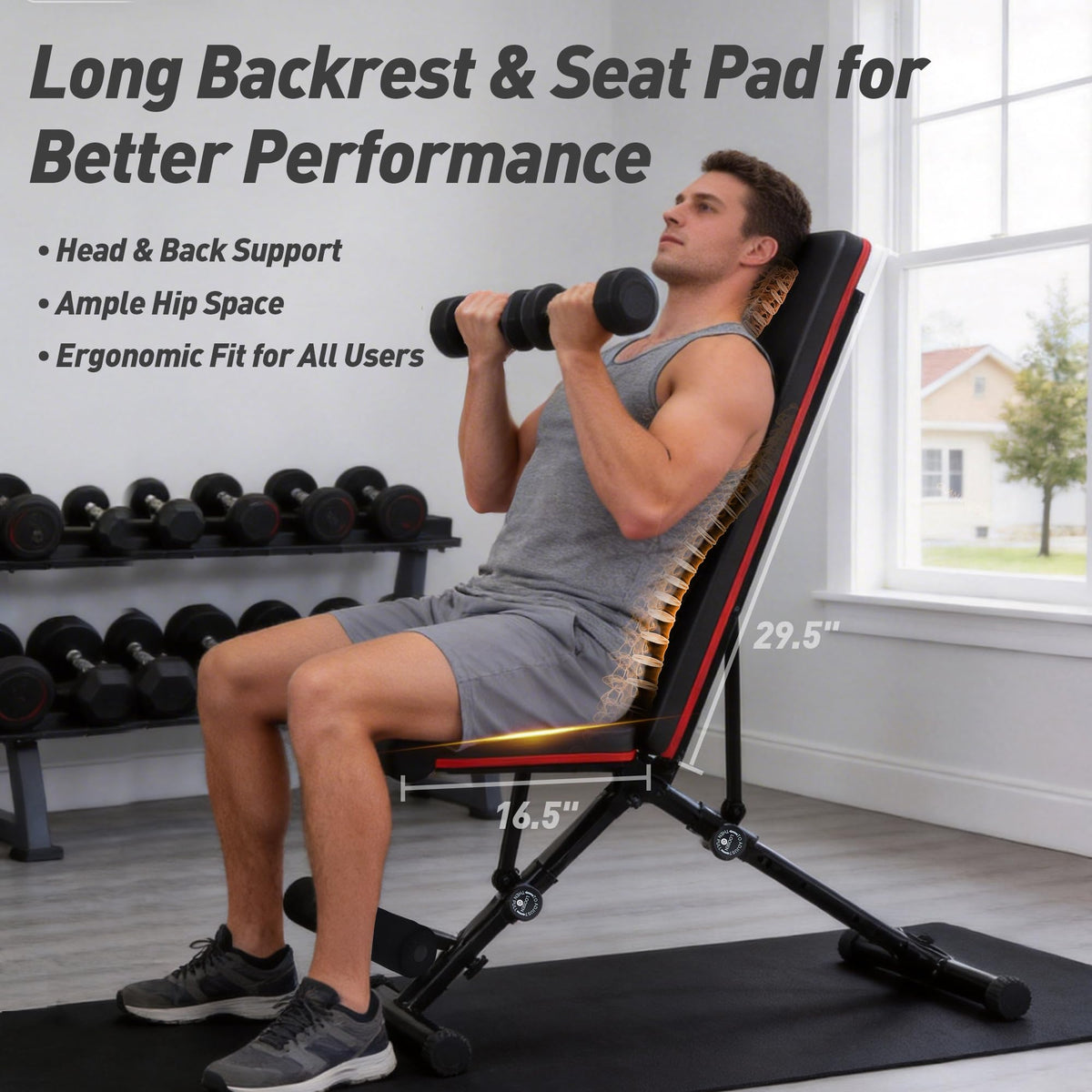 Aidoly Adjustable Weight Bench 795 lbs, Foldable Incline Bench Press