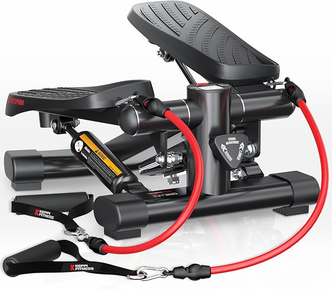 KeppiFitness Steppers for Exercise at Home, Stair Stepper with Resistance Bands for Home Cardio