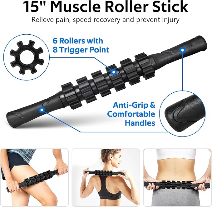 7 in1 Foam Roller Set for Deep Tissue Muscle Massager - High Density Back Roller, Muscle Roller