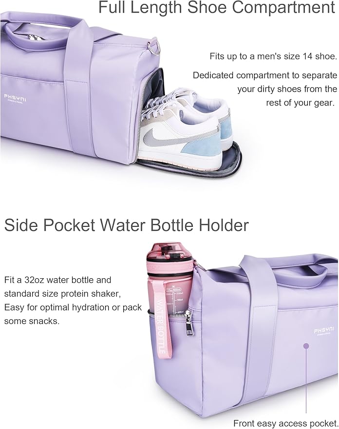 Gym Bag for Women Girls with Shoe Compartment & Wet Pocket - Duffle Bag for Travel Sports Fitness