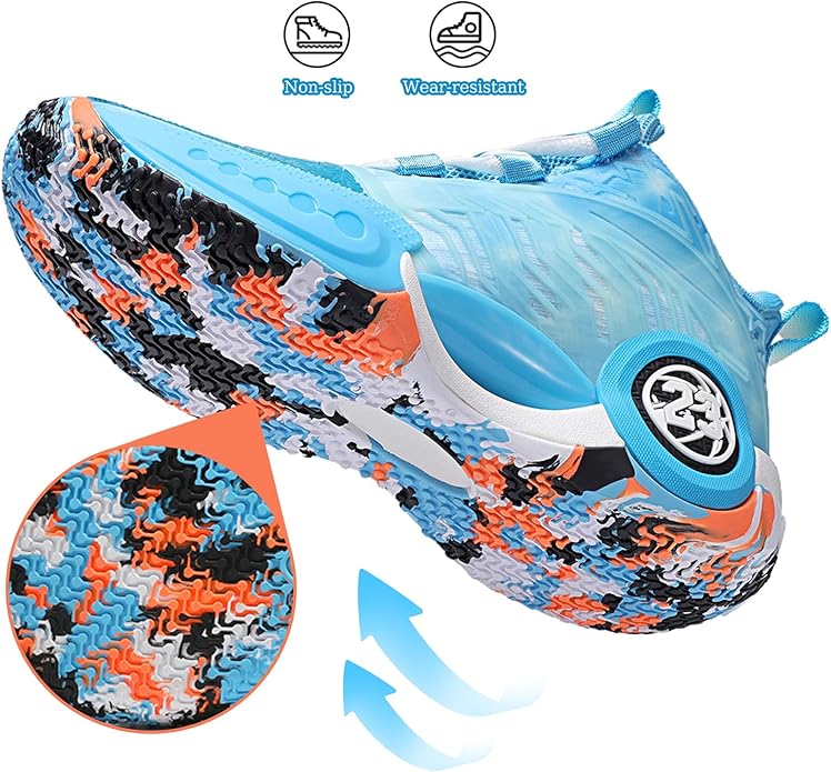 JMFCHI Kids Basketball Shoes High-top Sports Shoes Sneakers Durable Lace-up Non-Slip Running Shoes
