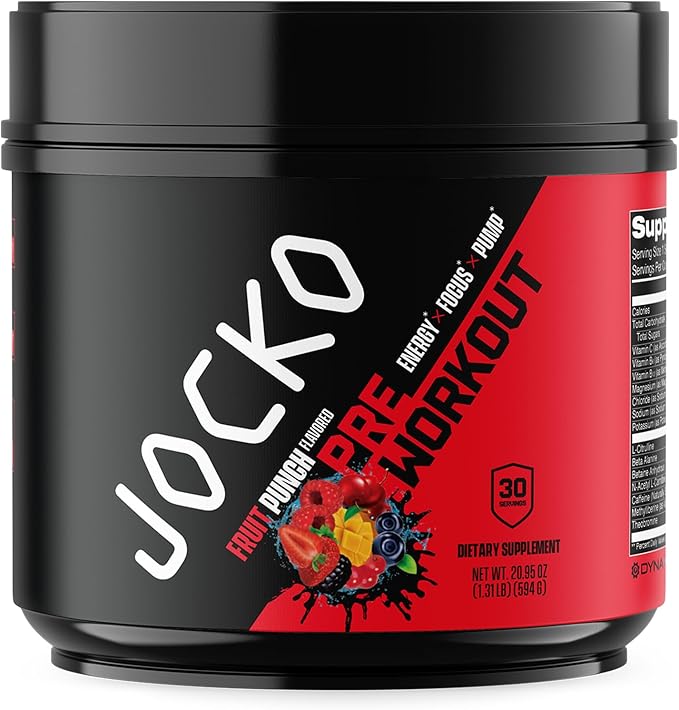 Jocko Fuel Pre Workout for Men & Women - High Stim Low Sugar Blend with Beta Alanine +