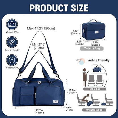 FIORETTO Women's Gym Duffle Bag with Shoes Compartment, 37L Capacity, Ideal for Travel, Gym
