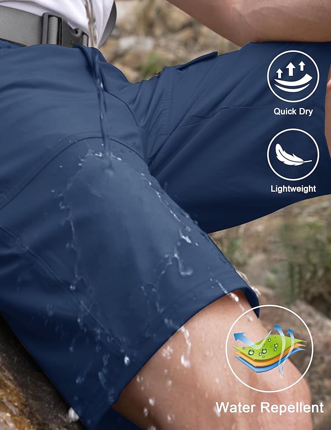 CRYSULLY Men's Hiking Cargo Shorts Outdoor Summer Lightweight Quick Dry Work Casual Shorts with 5