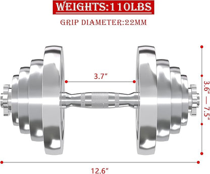 VIVITORY Fitness Dumbbells Set, Adjustable Weight Sets up to 11/22/44/66/110 lbs, with Metal