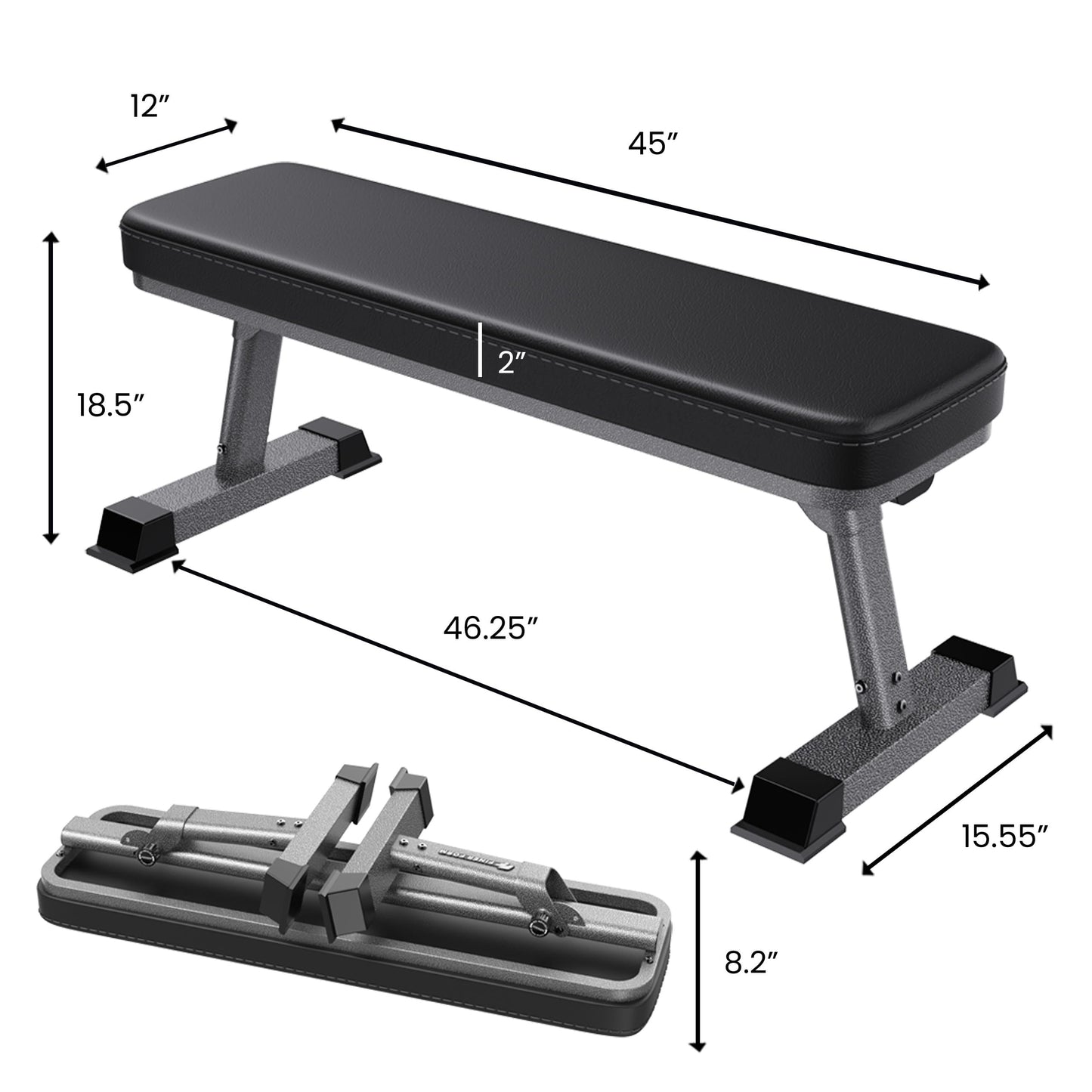 Finer Form Gym Quality Foldable Flat Bench for Multi-Purpose Weight Training and Ab Exercises