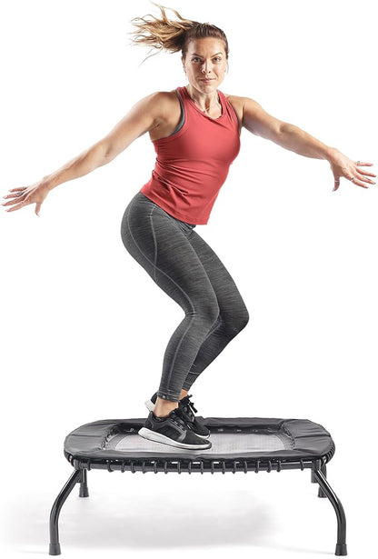 Sunny Health & Fitness Springless Mini Fitness Trampoline ??Premium Adjustable Bungee-Style