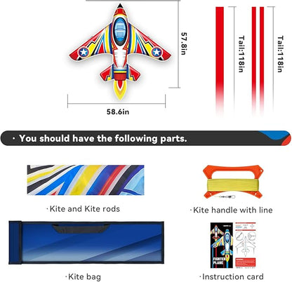 Kite Airplane Kite for Boys and Girls, Easy to Fly with Kites for Kids Ages 4-8, Beach Flying Kites