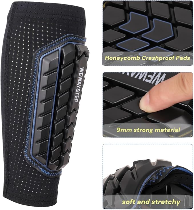 Shin Guards Soccer Kids Youth, Adult Shin Guards with Honeycomb Padding，Breathable & Anti-Slip Calf