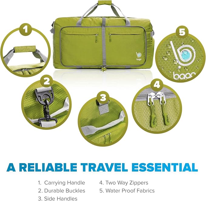 Bago Large Foldable Duffel Bags for Traveling Women & Men - 120L Packable Duffle Bag for Travel