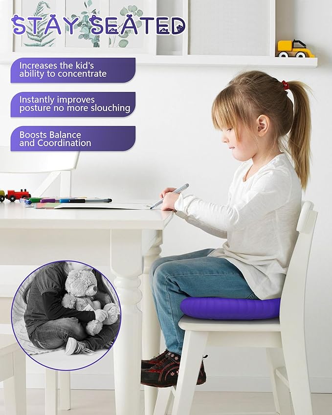 Wobble Cushion with Inflation Pump - Wobble Disk Balance Disc Wiggle Seat for Sensory Kids, Balance