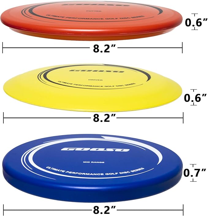 Disc Golf Set - Driver, Mid-Range and Putter Discs with Disc Golf Bag for Outdoor and Backyard