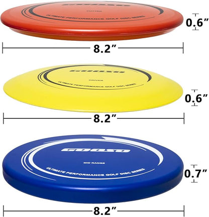 Disc Golf Set - Driver, Mid-Range and Putter Discs with Disc Golf Bag for Outdoor and Backyard