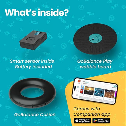 GoBalance Board - App-Enabled Balance Board. Smart Bluetooth Sensor, 12 FREE Interactive Games
