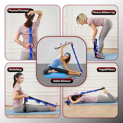 Stretching Strap with 10 Loops-Yoga Strap for Physical Therapy,Home Workout,Pilate & Flexibility