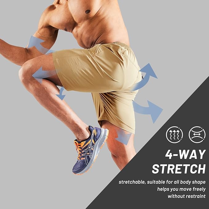 MIER Men's Quick Dry Running Shorts with Zipper Pocket, Elastic Waist Athletic Workout Exercise
