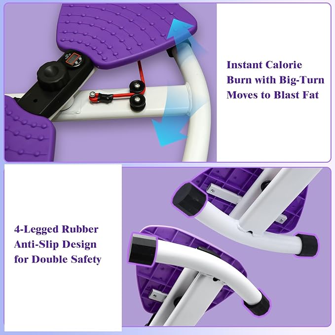 Waist Twister Ab Machine, 330 lbs Capacity, Noiseless Anti-Slip Twist Board with Resistance Bands