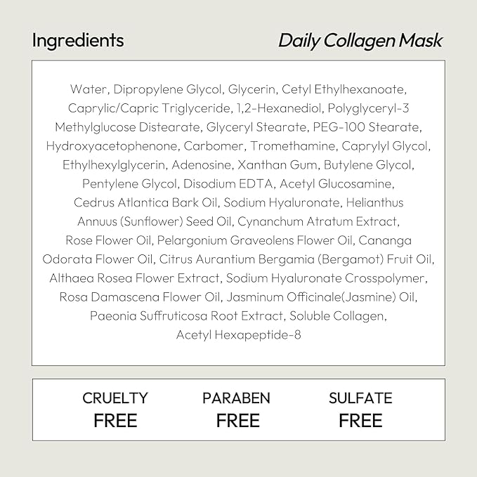 LAPCOS Collagen Sheet Mask, Firming Daily Face Mask with Collagen Peptides for Anti-Aging, Helps to