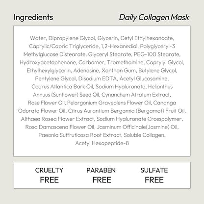 LAPCOS Collagen Sheet Mask, Firming Daily Face Mask with Collagen Peptides for Anti-Aging, Helps to