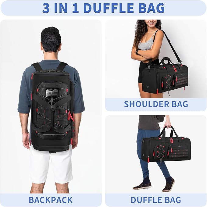 Bosstin Gym Bag for Men & Women, 45L Travel Duffle Sports Duffel Bag Gym Weekender Overnight