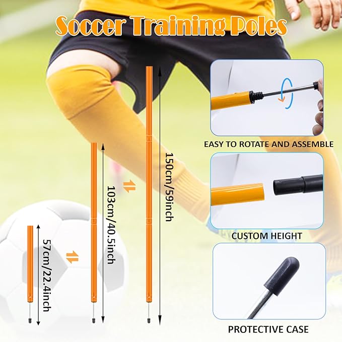 Speed & Agility Training Equipment-20ft Agility Ladder, 6 Poles, 12 Soccer Cones, Resistance