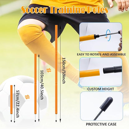 Speed & Agility Training Equipment-20ft Agility Ladder, 6 Poles, 12 Soccer Cones, Resistance