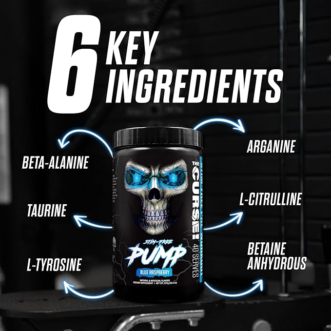JNX SPORTS The Curse! Pump ??Stim-Free Pre-Workout | Peach Mango 40 Serves | Caffeine-Free Pump Pre