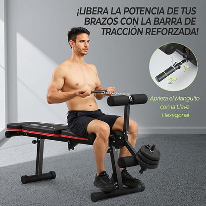 Upgraded Adjustable Weight Bench with Leg Extension and Leg Curl, 9 Back Positions & Foldable