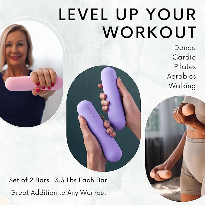 Polyfit Dumbbell Weight Bars for Women - Set of 2 (3.3 LB | 6.5 LB Pair) - Dumbbell Set for