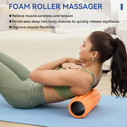 5 in 1 Foam Roller Set - Deep Tissue Foam Roller, Muscle Roller Stick, Massage Ball, Resistance