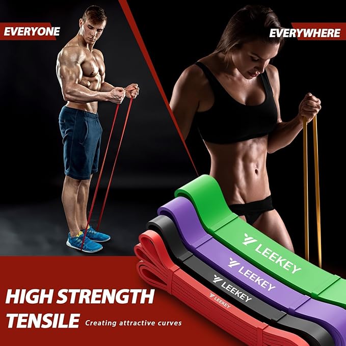 LEEKEY Resistance Bands Set for Pull-Up Assistance & Full-Body Training, Multi-Level Exercise Bands