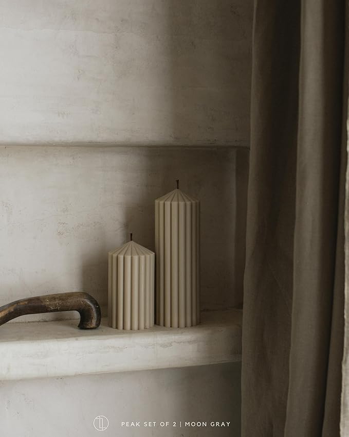 LAWA Ribbed Peak Pillar Candle - Large Beautiful Handmade Pillar Scented Soy Wax Candle Elegant
