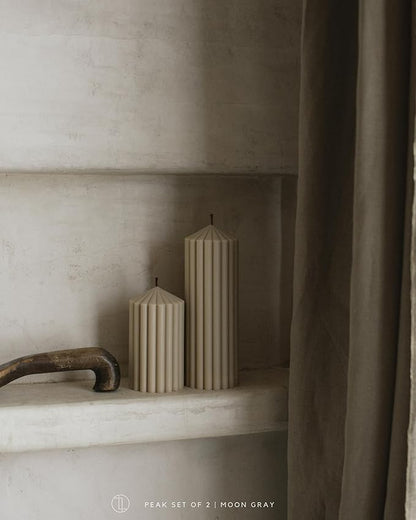 LAWA Ribbed Peak Pillar Candle - Large Beautiful Handmade Pillar Scented Soy Wax Candle Elegant