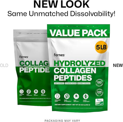 Collagen Powder for Women Men (5LB) Type I & III Flavorless & Odorless Easy-Mix Hydrolyzed Peptan